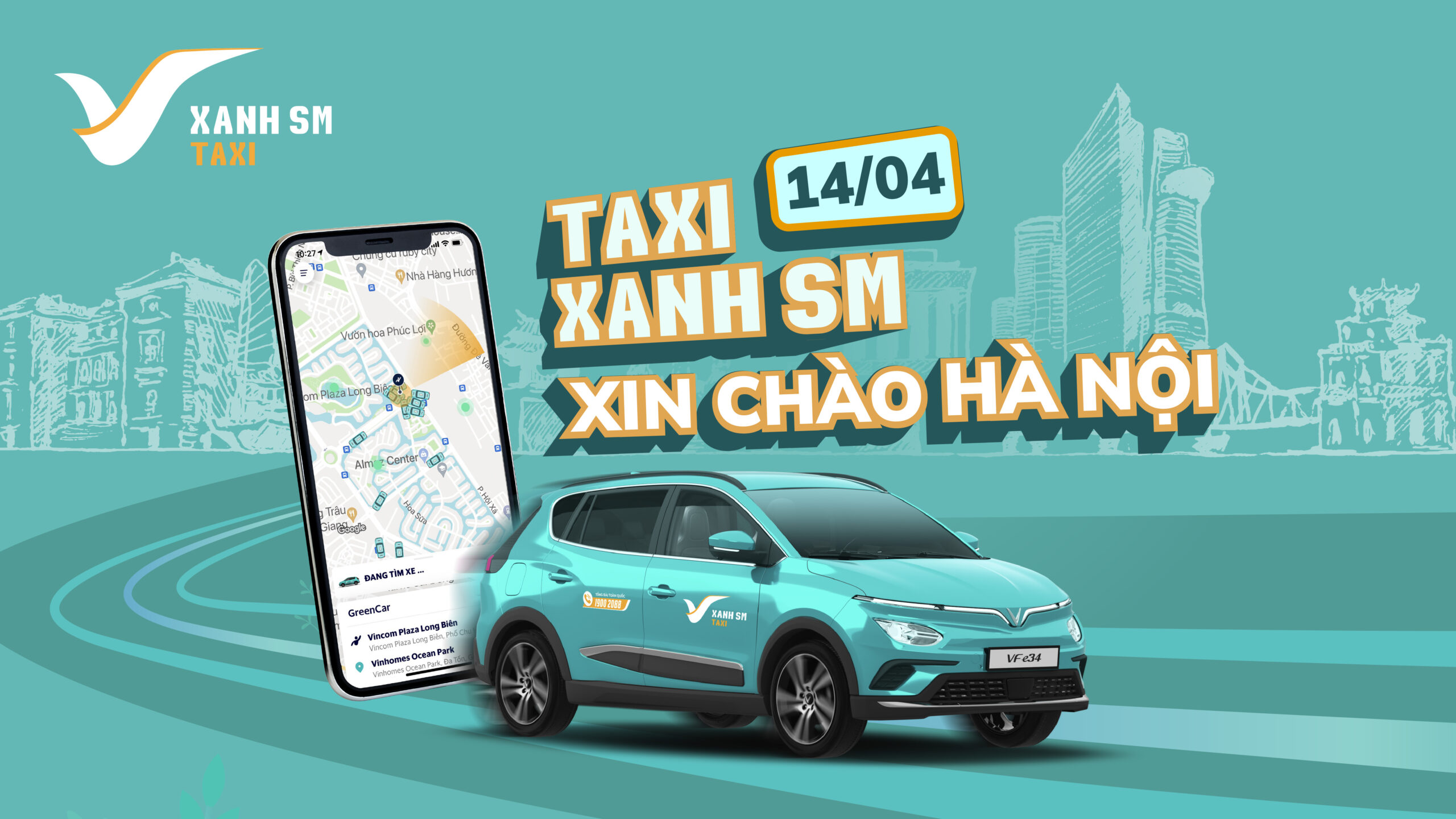 Taxi Xanh SM chính thức hoạt động tại Hà Nội từ ngày 14/04/2023 | Xanh SM