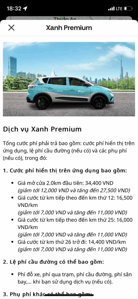 Thông tin về từng loại hình dịch vụ sẽ được hiển thị trên màn hình (nguồn: Sưu tầm)