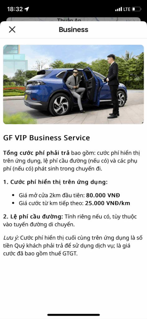 Thông tin về từng loại hình dịch vụ sẽ được hiển thị trên màn hình (nguồn: Sưu tầm)