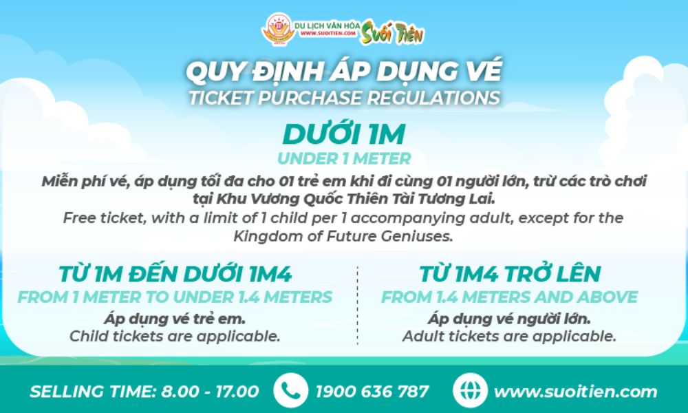 Quy định áp dụng vé tại Suối Tiên (Ảnh: Sưu tầm)