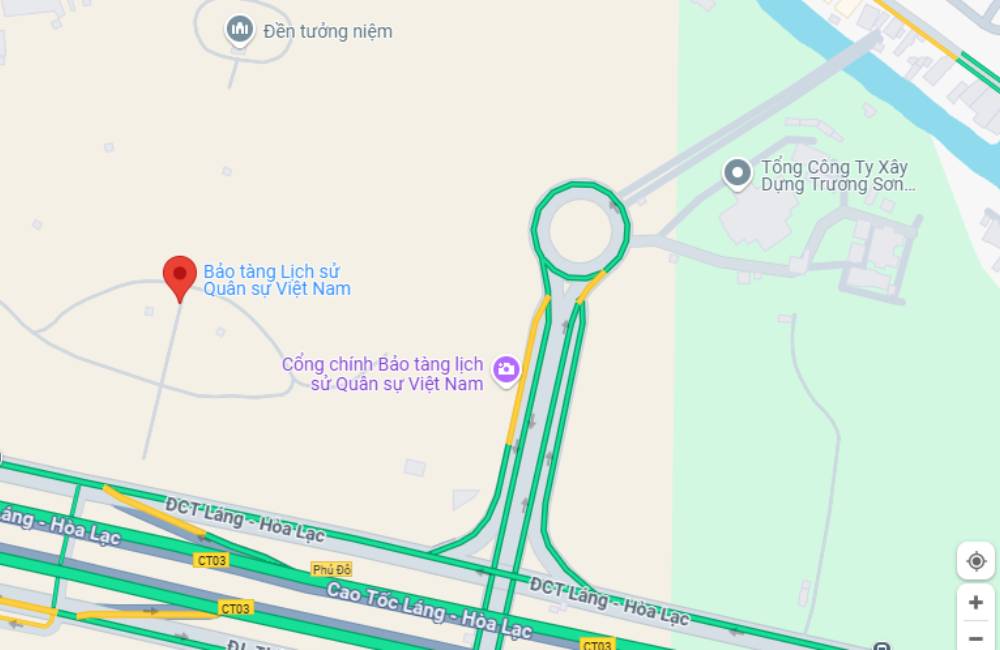 Vị trí Bảo tàng Lịch sử Quân sự Việt Nam trên Maps. (Ảnh: Google Maps)