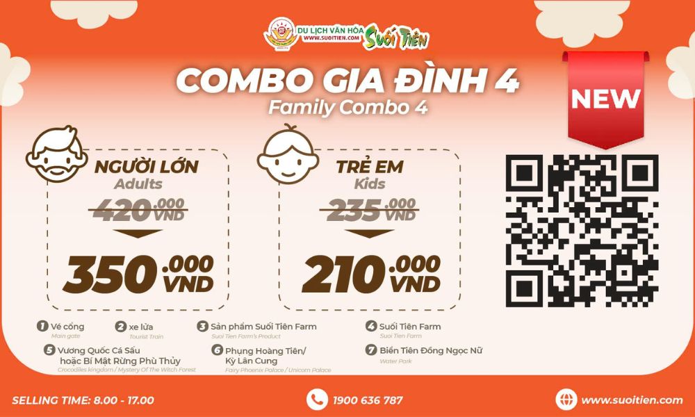 Combo Gia Đình 4 tại Khu du lịch Suối Tiên (Ảnh: Suối Tiên)