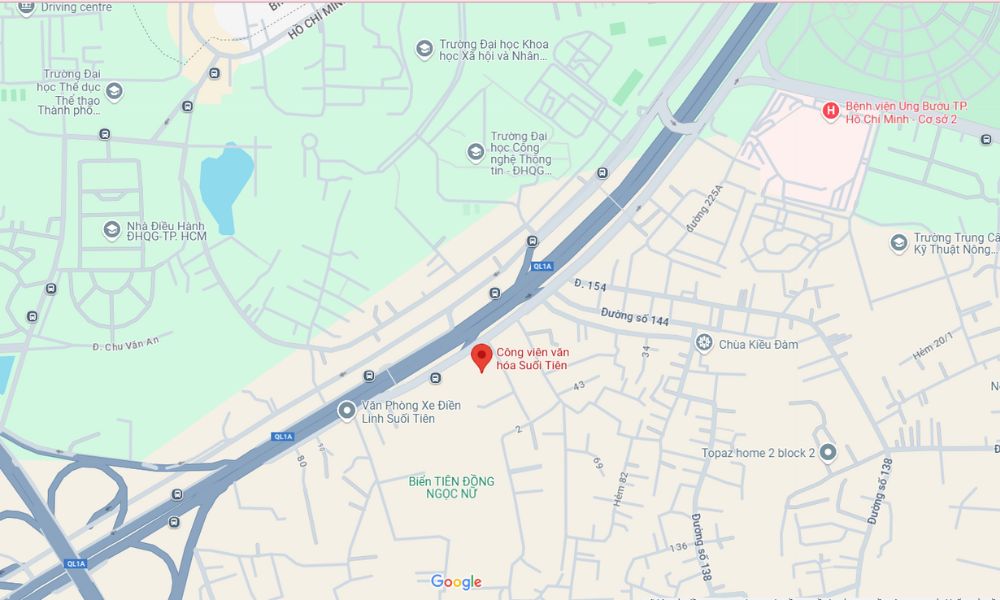 Vị trí khu du lịch Suối Tiên (Ảnh: Google Maps)