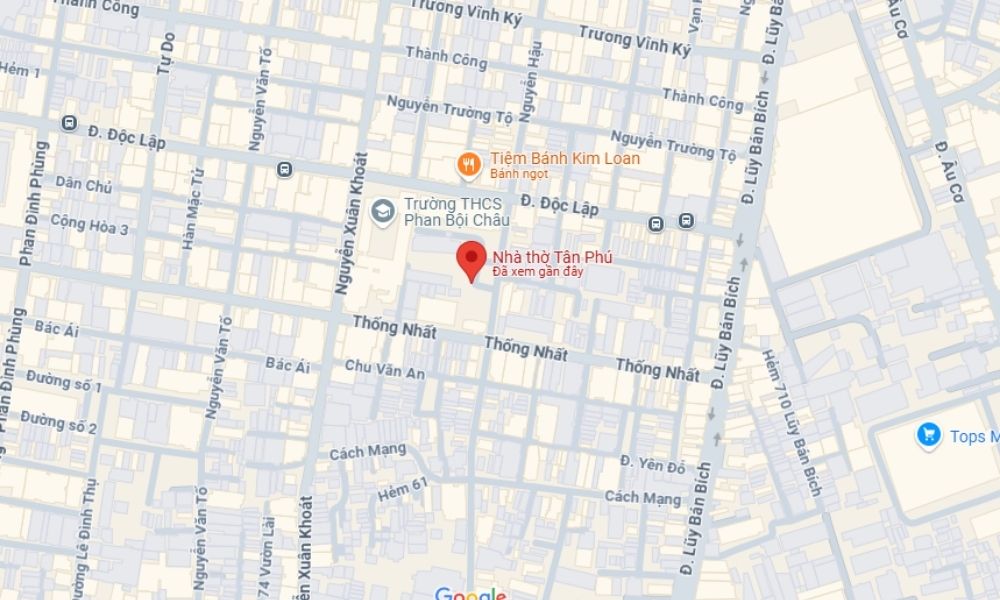 Địa chỉ giáo xứ Tân Phú Sài Gòn (Ảnh: Google Maps)