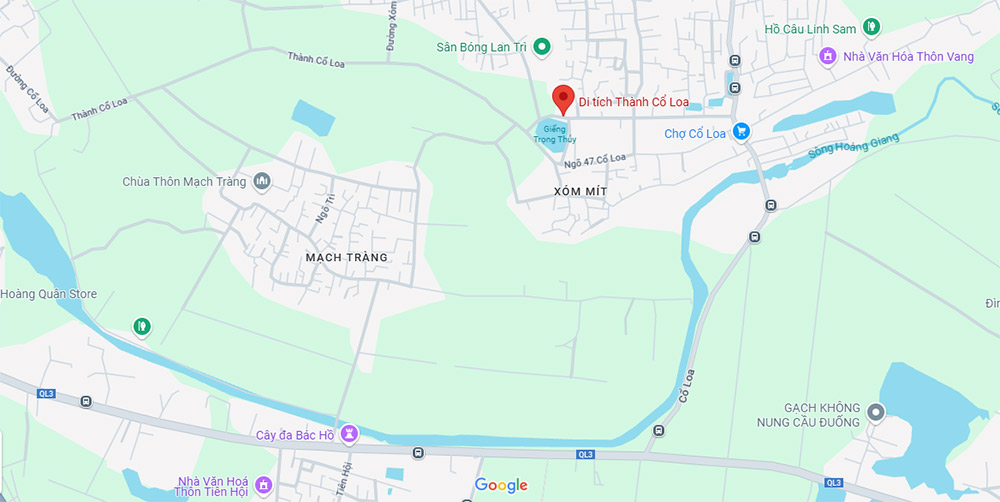 Địa chỉ Google Map của khu di tích Cổ Loa