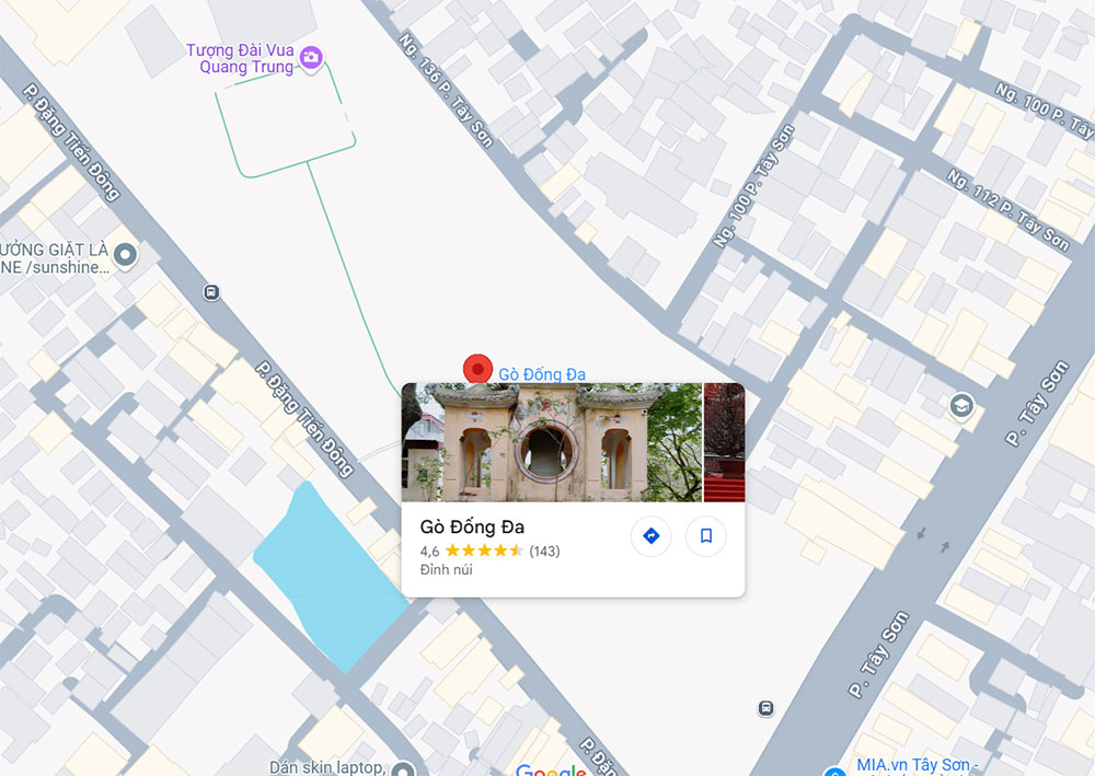 Ảnh google map vị trí Gò Đống Đa - Hà Nội