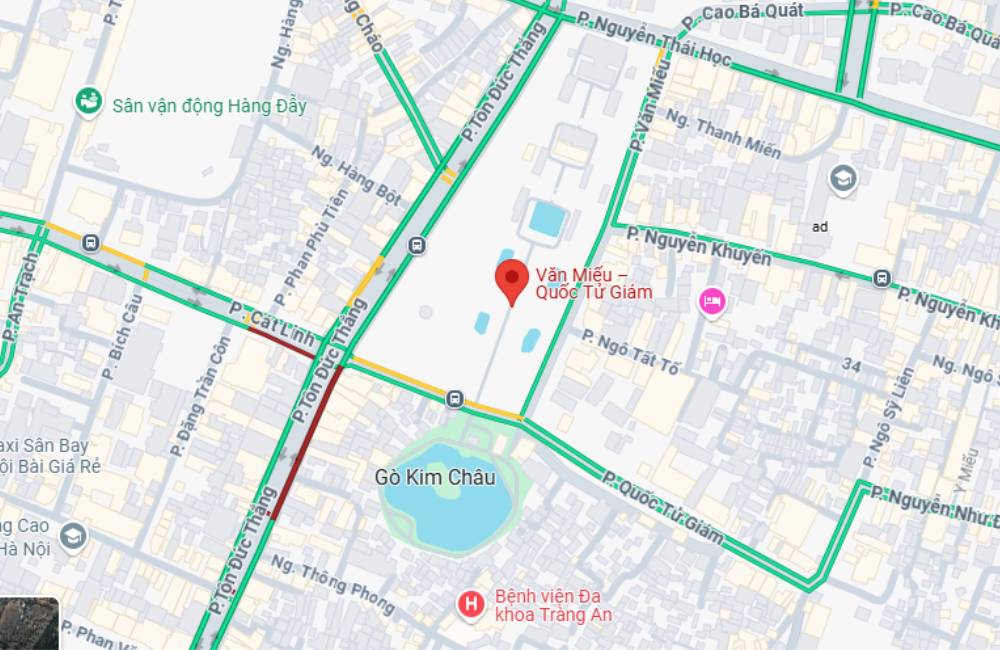 Vị trí của Văn Miếu Quốc Tử Giám trên bản đồ. (Ảnh: Google Maps)