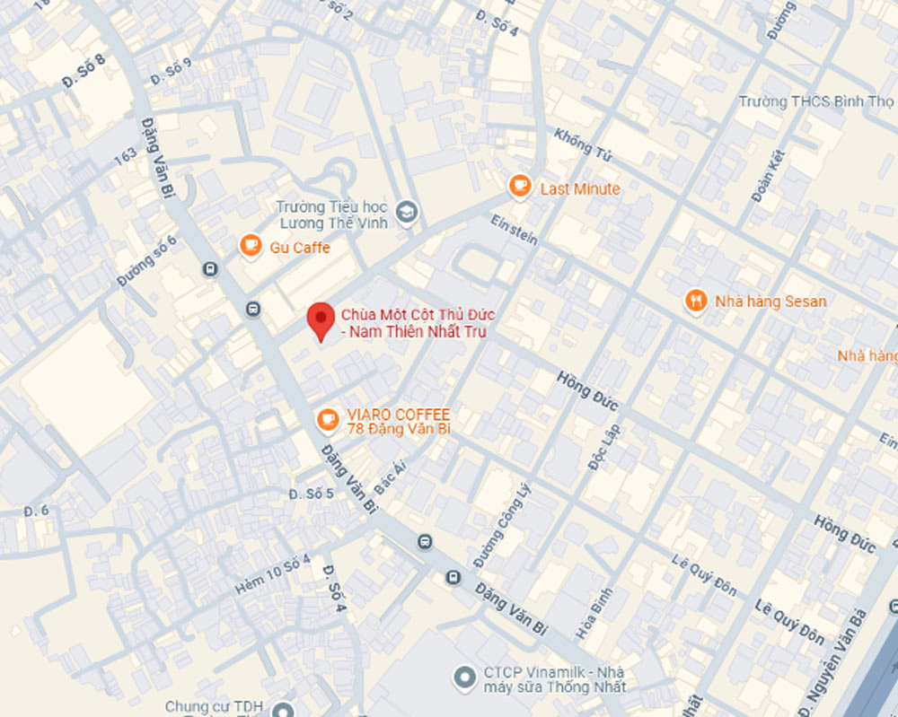 Địa chỉ chùa Một Cột Thủ Đức Nam Thiên Nhất Trụ (Ảnh: Google Maps)