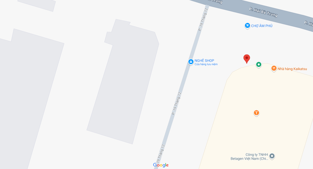 Bản đồ Google Maps chỉ dẫn đến Phố 19/12 (Ảnh: Google maps)