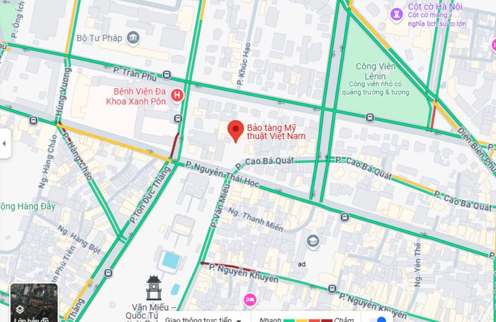 Vị trí của Bảo tàng Mỹ thuật Việt Nam trên bản đồ. (Ảnh: Google maps)