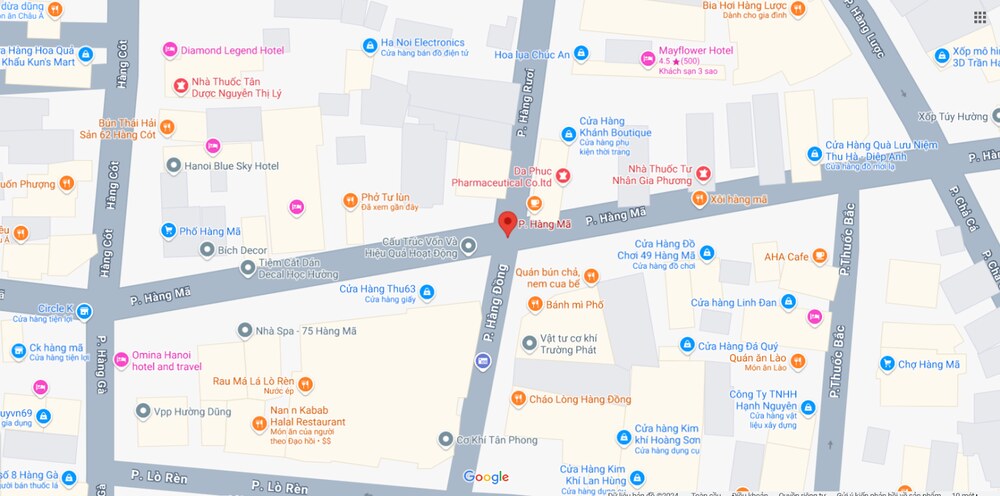 Vị trí phố Hàng Mã trên bản đồ (Ảnh: Google maps) 