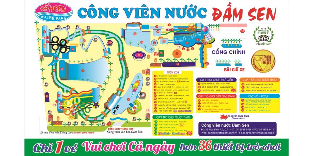 Bản đồ công viên nước Đầm Sen