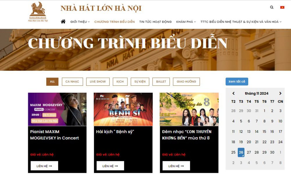 Mua vé các chương trình biển diễn tại Nhà hát Lớn ( Ảnh: Hanoi Opera House)