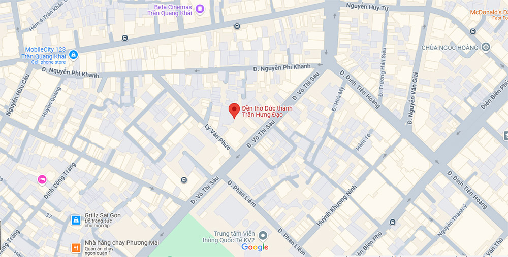 Google Map đền thờ Đức Thánh Trần Hưng Đạo