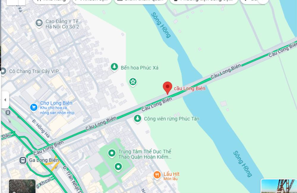 Vị trí Cầu Long Biên trên maps. (Ảnh: Google Maps)