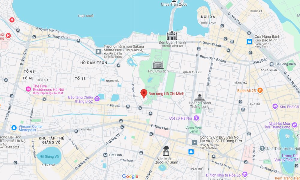 Vị trí bảo tàng Hồ Chí Minh (Ảnh: Google Map)