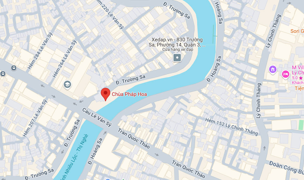 Chùa Pháp Hoa có vị trí đắc địa, nằm giữa trung tâm thành phố (Ảnh: Google Map)