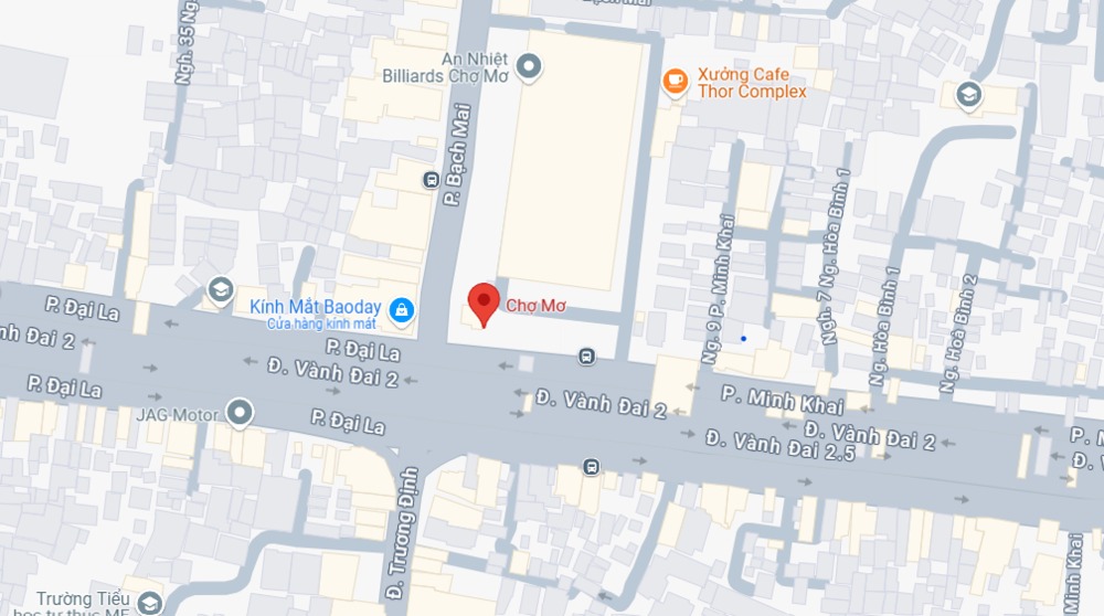 Chợ Mơ Hà Nội nằm tại trung tâm thủ đô (Ảnh: googlemap.com)