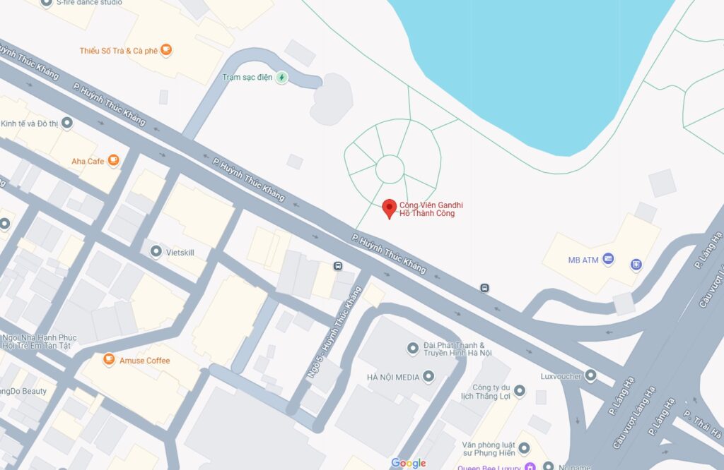 Hướng dẫn đường đi đến công viên hồ Thành Công Hà Nội (Ảnh: Google Maps)