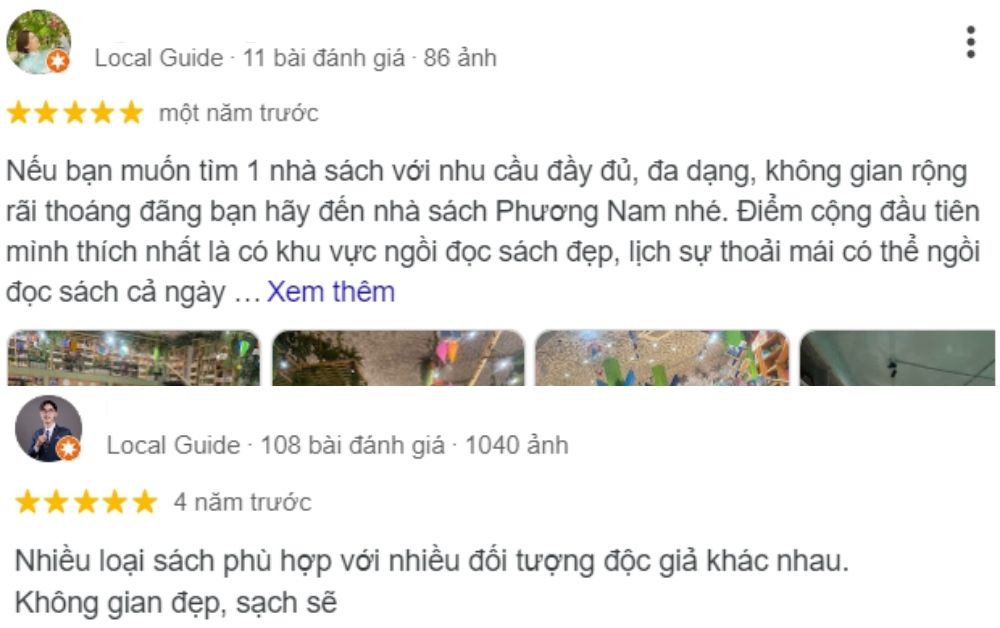 Khách hàng đánh giá nhà sách có đa dạng sách phù hợp mọi đối tượng