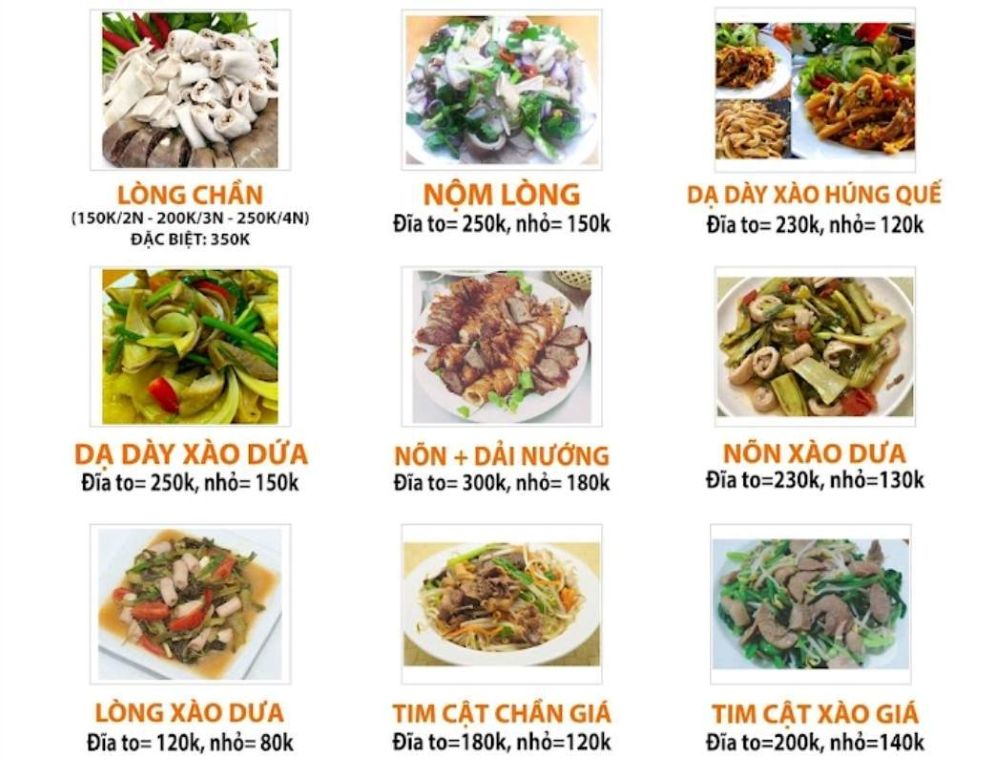 Một góc Menu của quán Ngon Lòng Chần 61