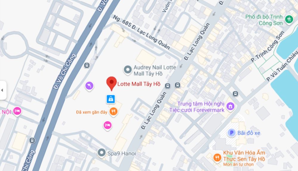 Chỉ đường đến Lotte Mall Tây Hồ