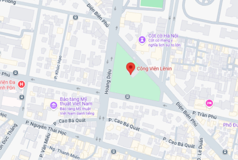 Hình ảnh vị trí công viên Lê Nin trên bản đồ. (Ảnh: Google map)