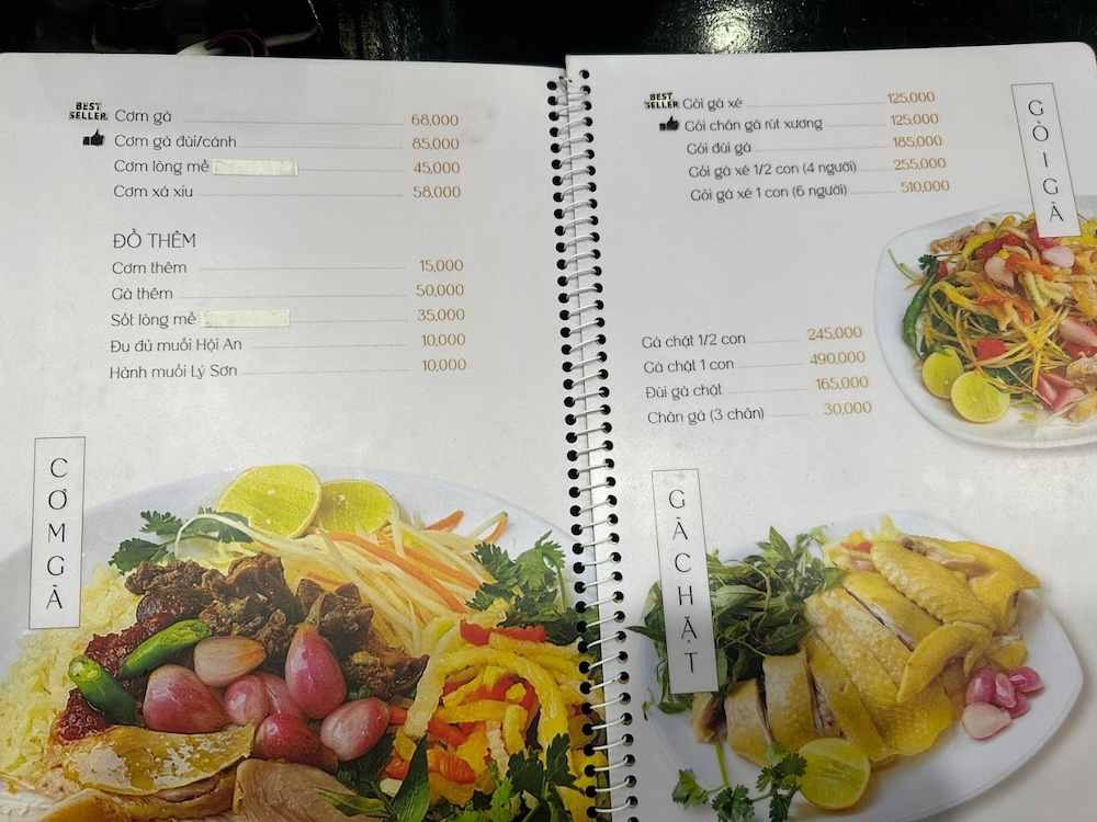 Menu quán đa dạng