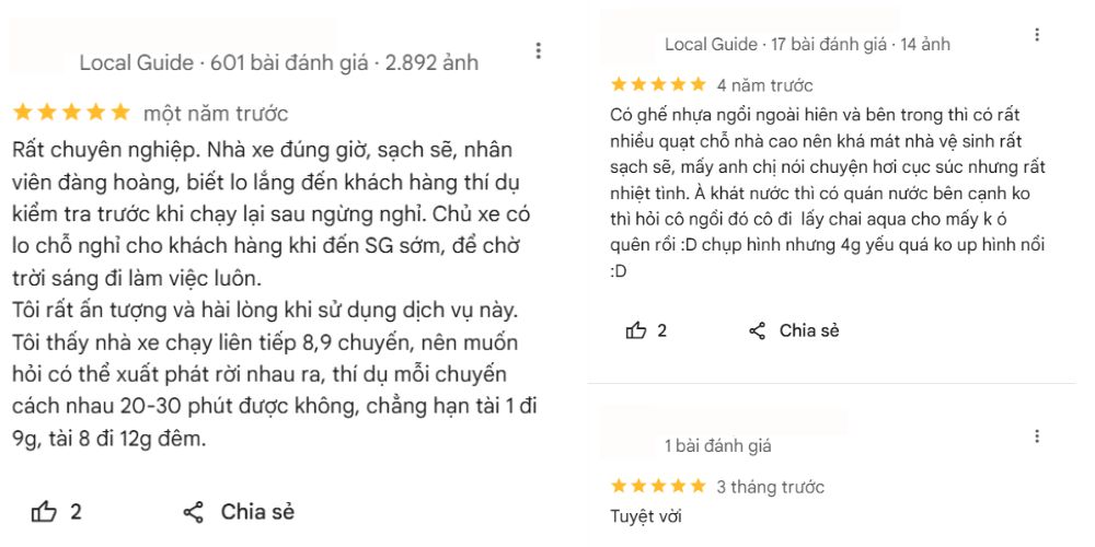 Nhà xe Như Quỳnh nhận được nhiều đánh giá tích cực từ hành khách.