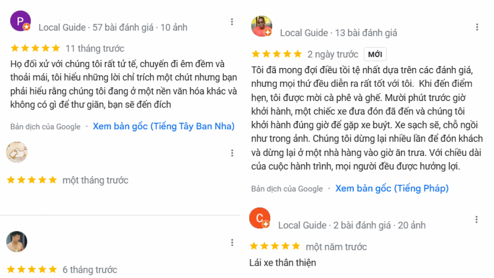 Những đánh giá tích cực của khách hàng về nhà xe Quang Dũng.