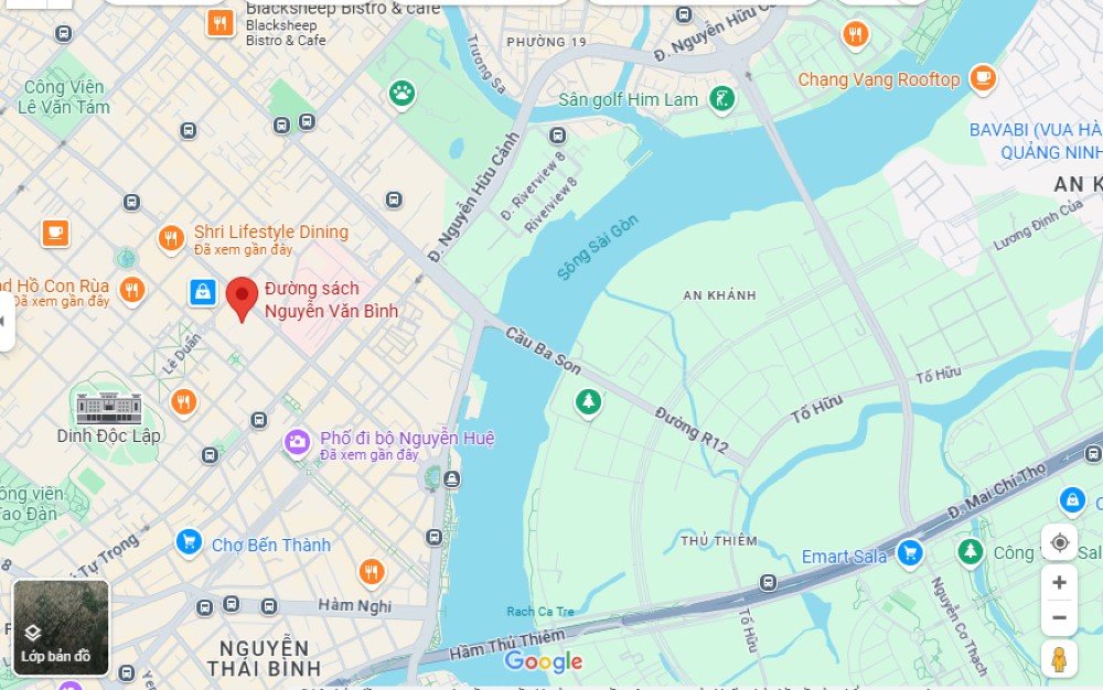 Hình ảnh đường sách Nguyễn Văn Bình trên Google Maps (Ảnh: Google Maps)