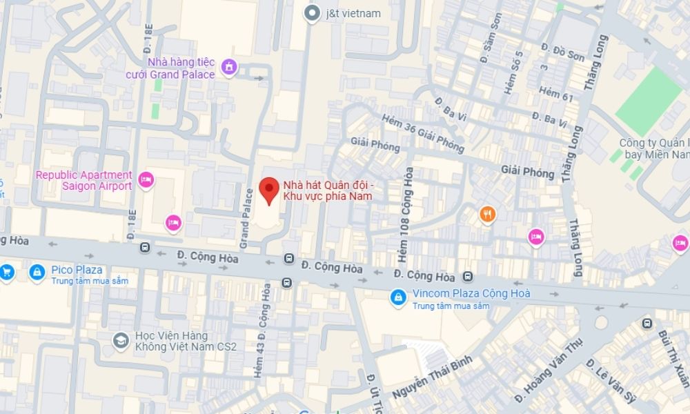 Địa chỉ nhà hát Quân đội khu vực phía Nam (Ảnh: Google Maps)