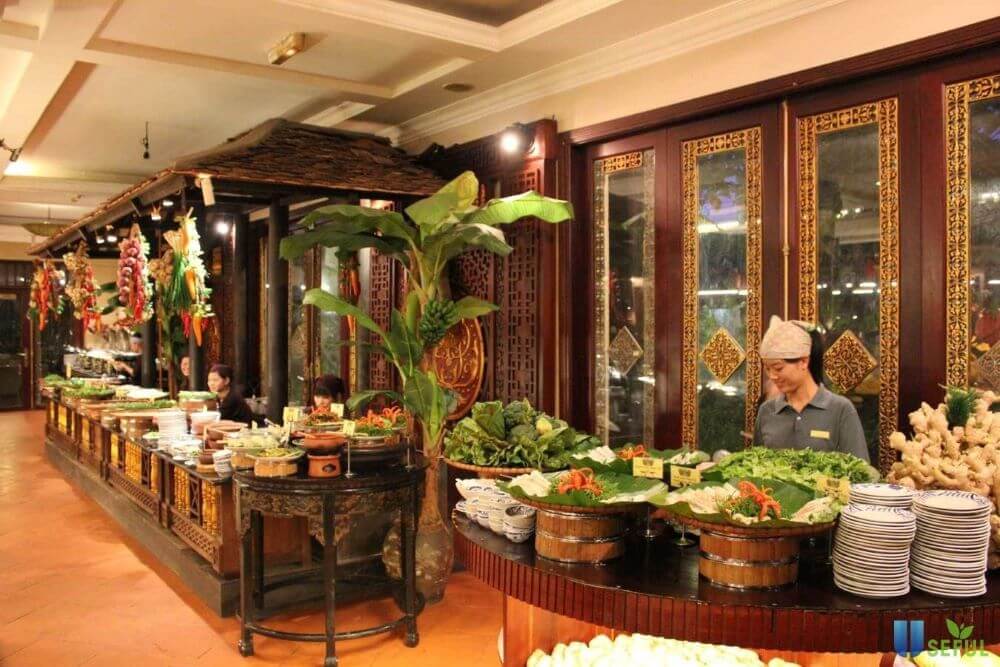 Không gian nhà hàng buffet Sen Tây Hồ sang trọng, hiện đại (Ảnh: Kendesign)