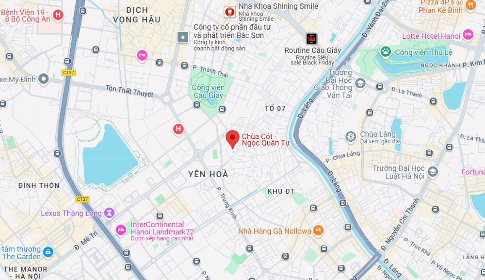 Vị trí chùa Cót trên bản đồ Google Maps.