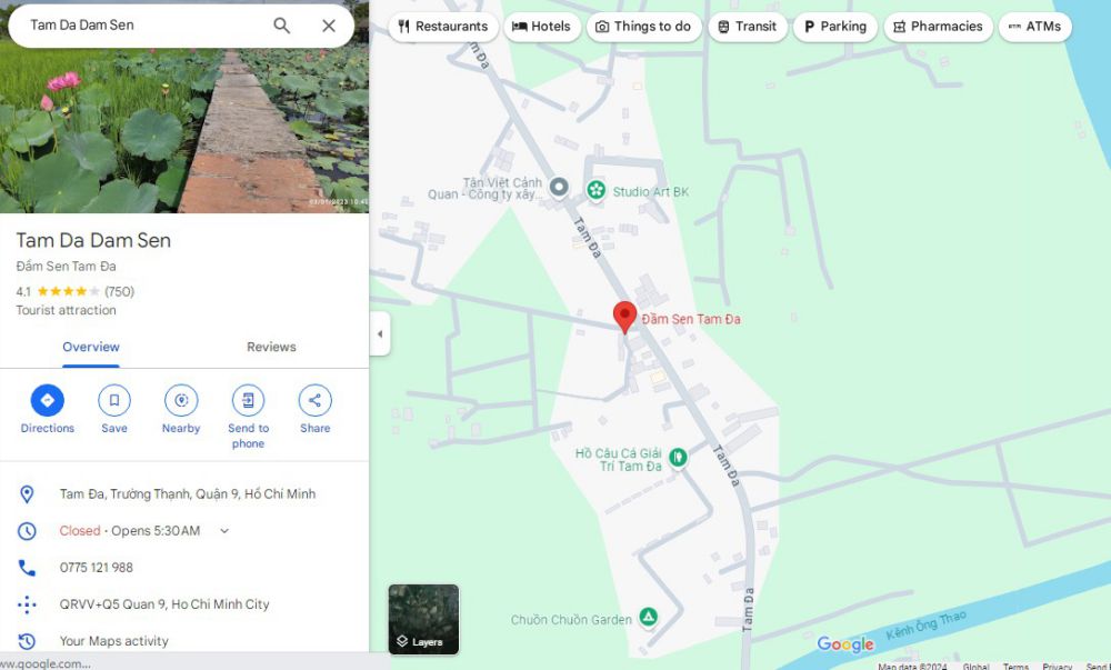 Địa chỉ đầm sen Tam Đa 