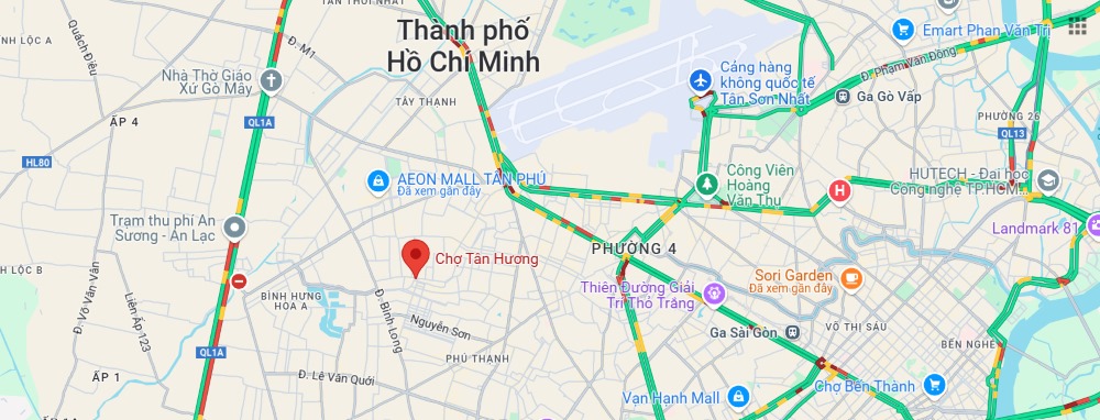 Vị trí của chợ Tân Hương trên bản đồ 