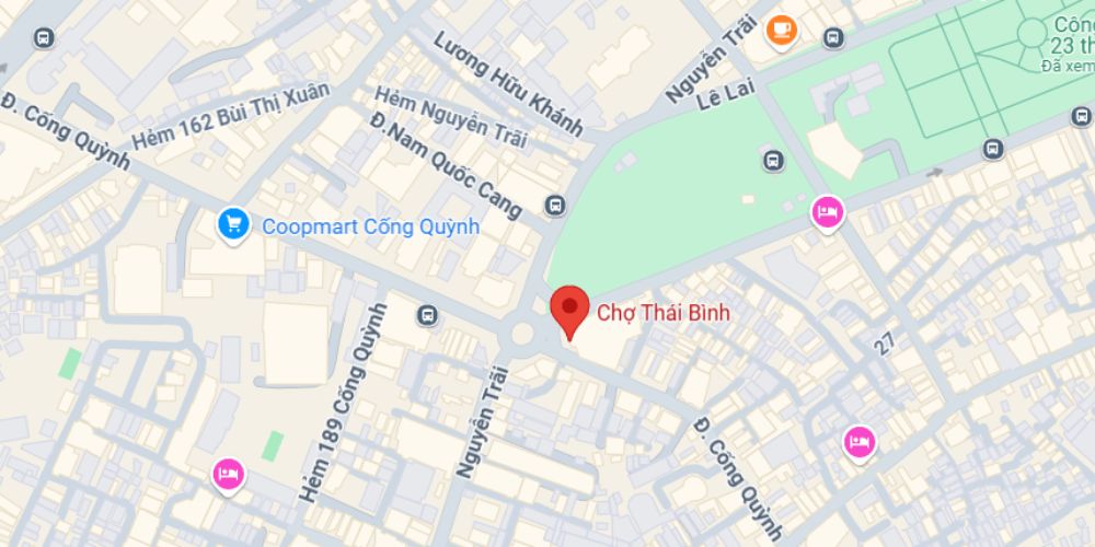 Chợ Thái Bình trên Google Maps. 