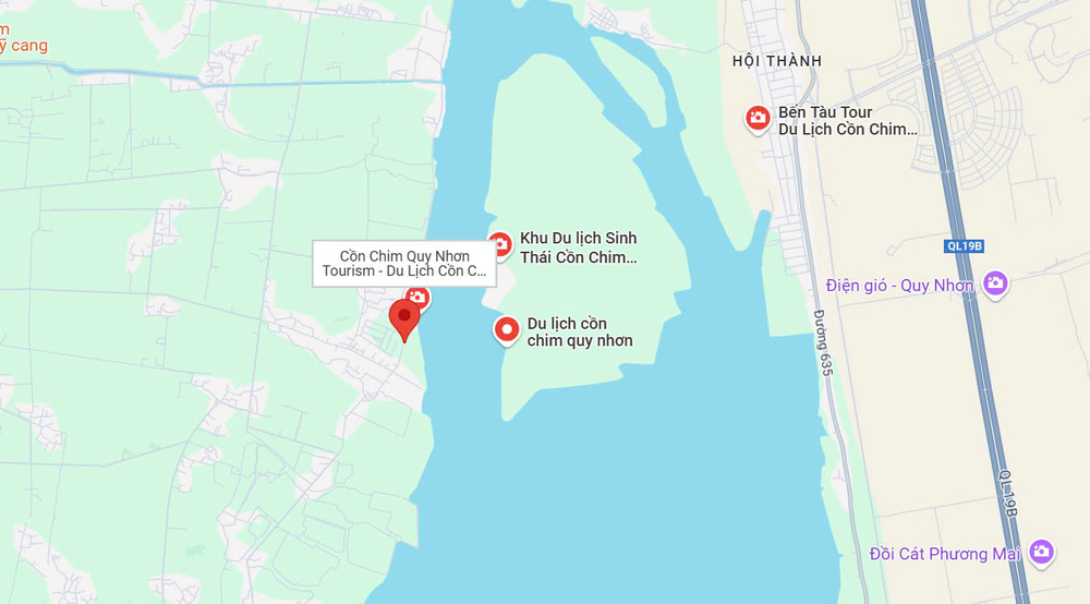 Bản đồ vị trí Cồn Chim Quy Nhơn (Ảnh: Nguồn Google Map)