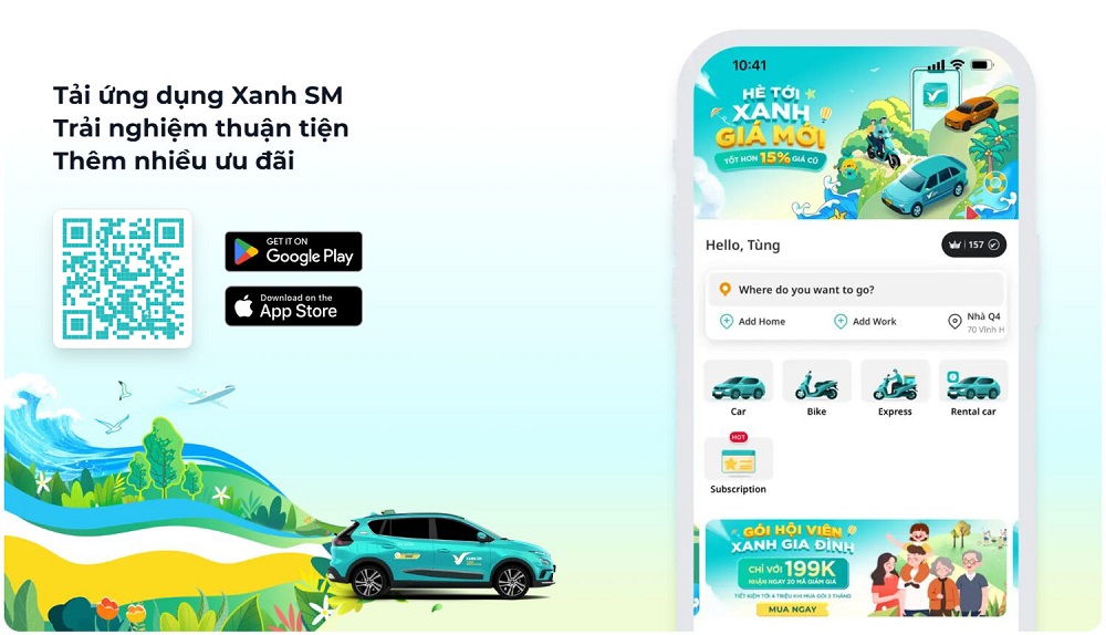 Di chuyển đến công viên không khói bụi với taxi Xanh SM. 