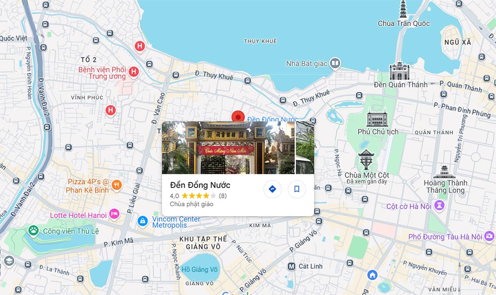 Ảnh Google Map đền Đống Nước (Google Maps)