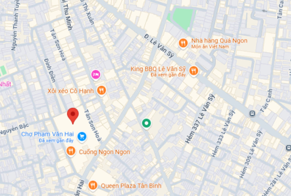 Hình ảnh vị trí chợ Phạm Văn Hai trên bản đồ. (Ảnh: Google map)