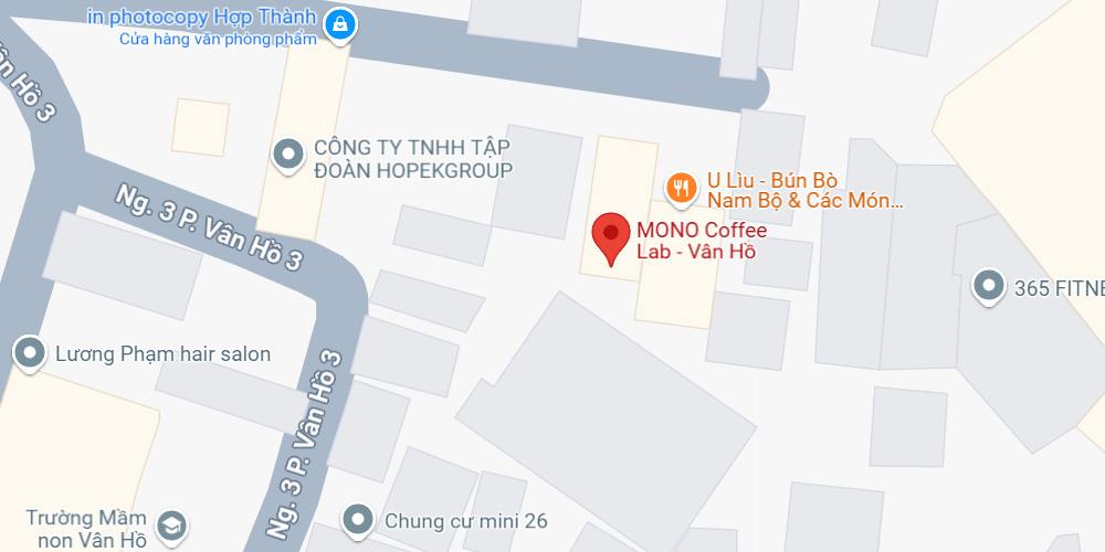 Mono Lab - Quán cafe gần công viên thống nhất nằm tại phố Vân Hồ (Ảnh: Google maps)