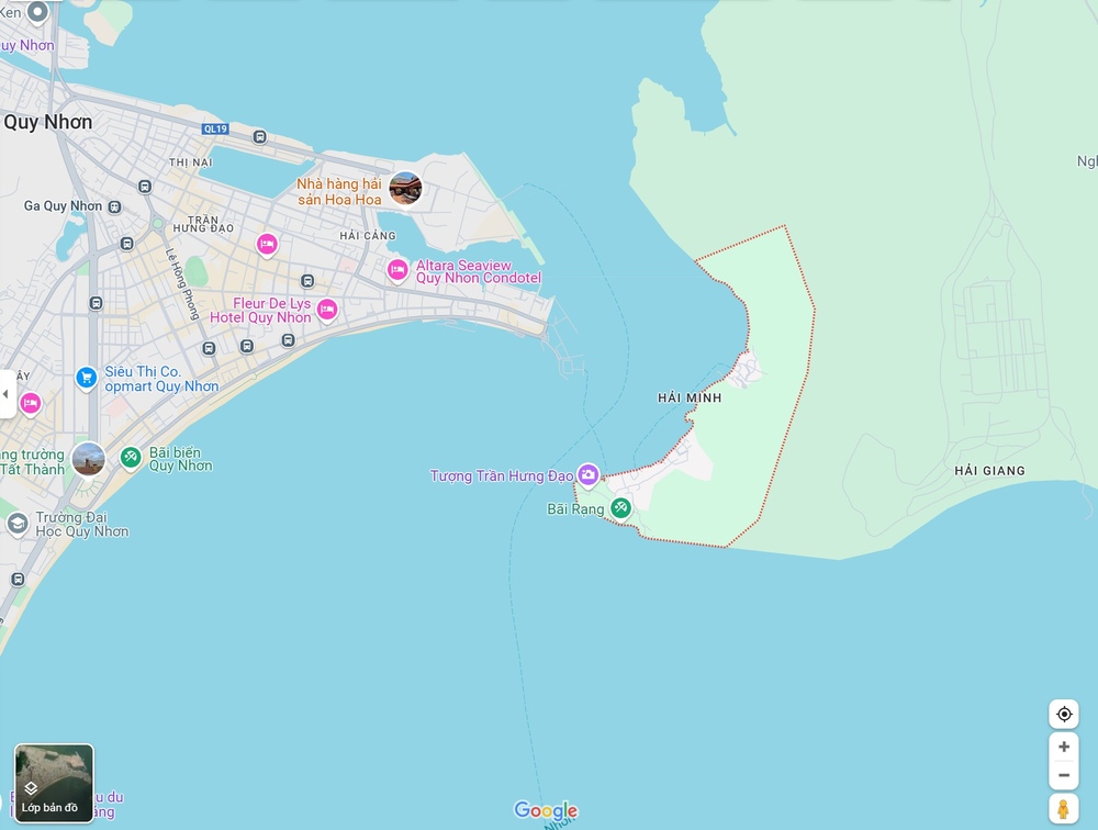 Vị trí làng chài Hải Minh Quy Nhơn trên bản đồ (Ảnh: Google maps)