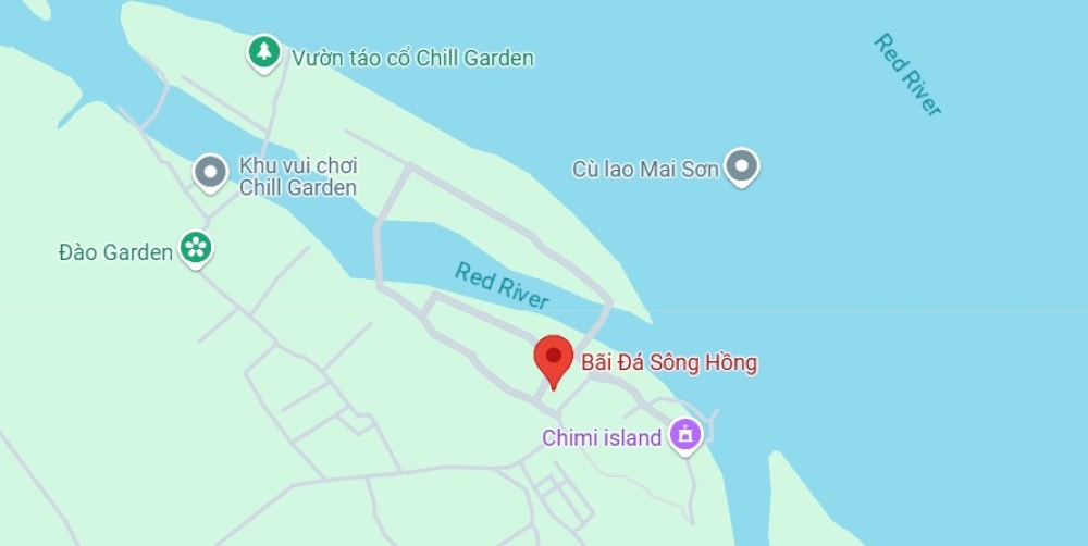 Vị trí cắm trại bãi đá sông Hồng tại Google Maps