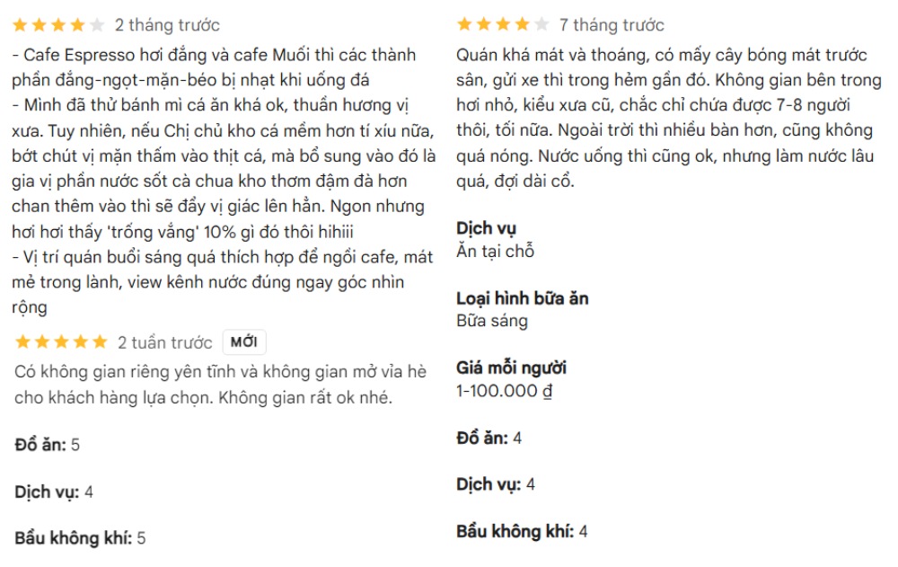 Một số đánh giá từ khách hàng tại Chiêu Cafe Sách