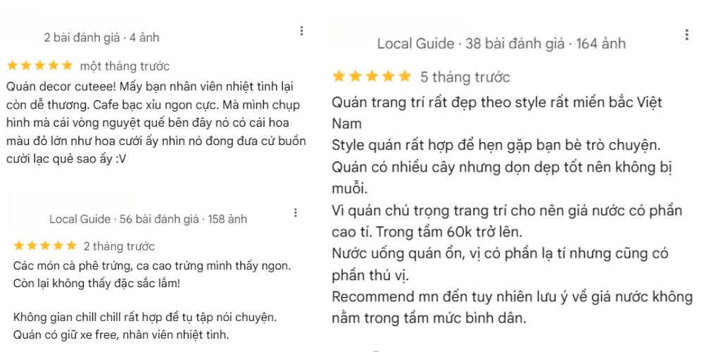 Những lời phản hồi của khách hàng về cà phê trứng 3T