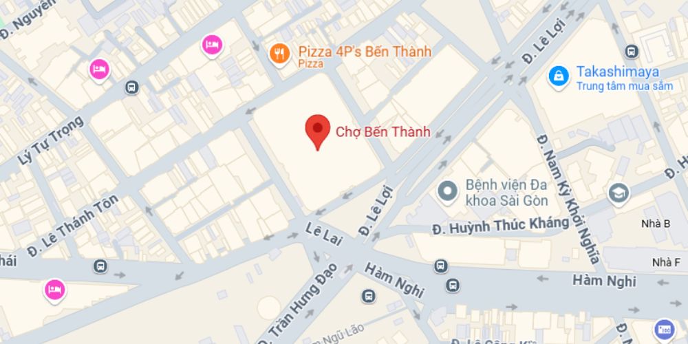 Chợ Bến Thành trên Google Maps. 