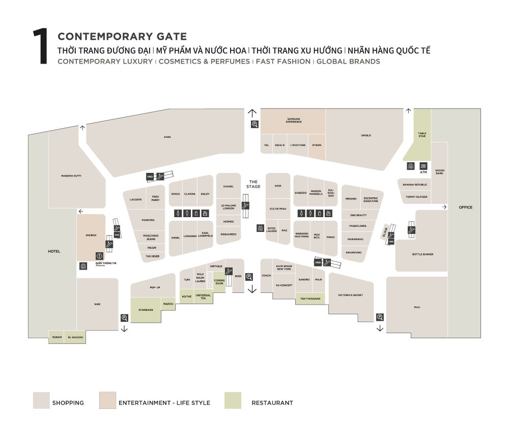 Sơ đồ tầng 1 của Lotte Mall Tây Hồ