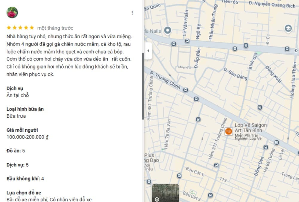Xem review thực tế trên Google Maps giúp bạn nắm thông tin rõ hơn về nhà hàng (Ảnh: Sưu tầm Internet)