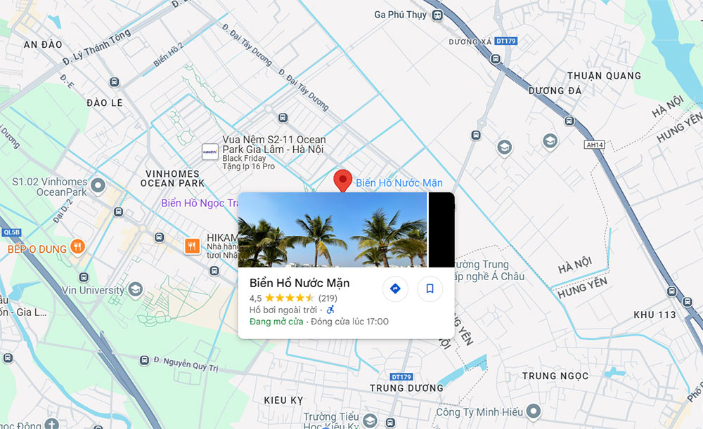 Ảnh Google Map biển nhân tạo Vinhome Ocean Park